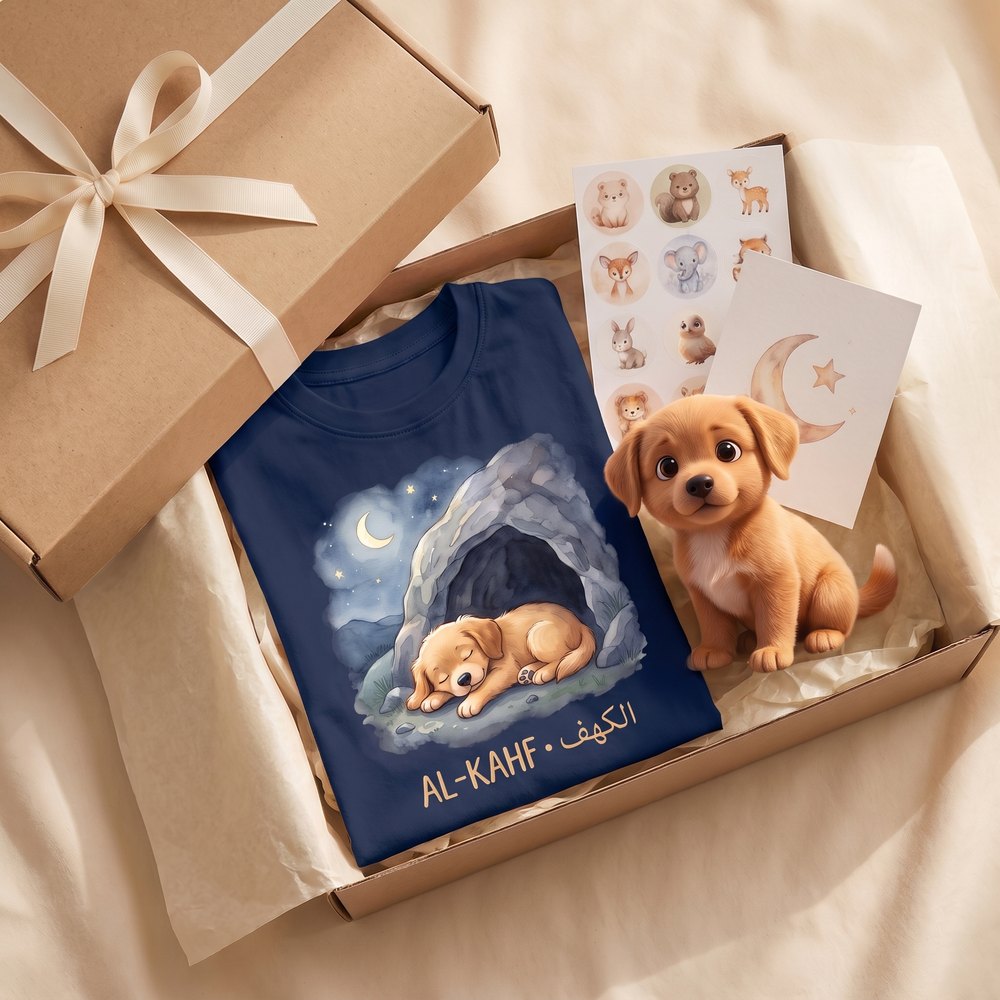Coffret cadeau Al-Kahf avec Qitmir le petit chien